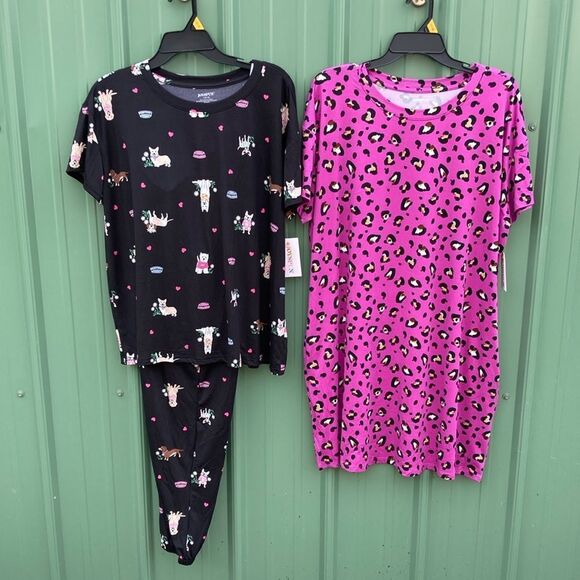 Women’s Soft 2-Piece Pajama Lounge Sleep Set & Nightshirt Size L - Picture 1 of 12